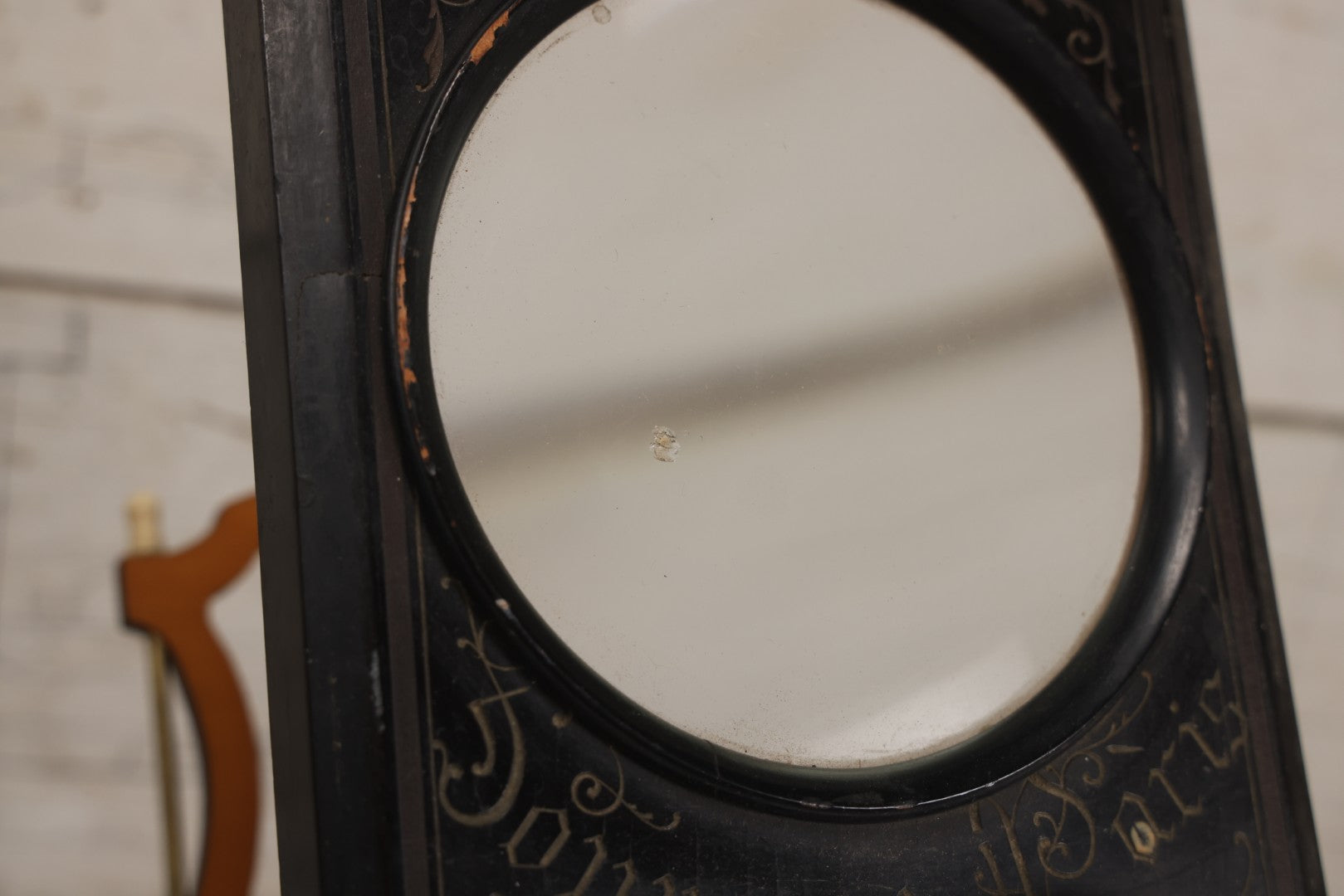 Lot 005 - Antique Black Lacquered Wooden Graphoscope Folding Table Top Stereo Card And Photograph Viewer "Souvenir De Paris", Note Center Lens Has Chip, 6-7/8" x 10-3/4"