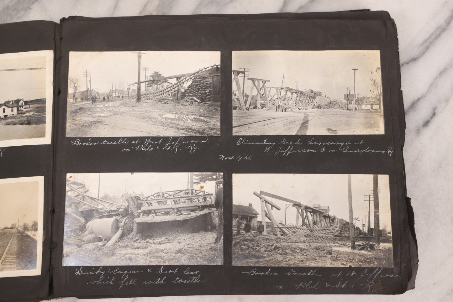 Lot 006 - Important Antique Snapshot Photo Album With 500+ Photographs Depicting American Life Leading Up To World War I, Ohio State University 1913, Great Flood Of 1913, Camp Taliaferro Flight Training, And European Service 1918