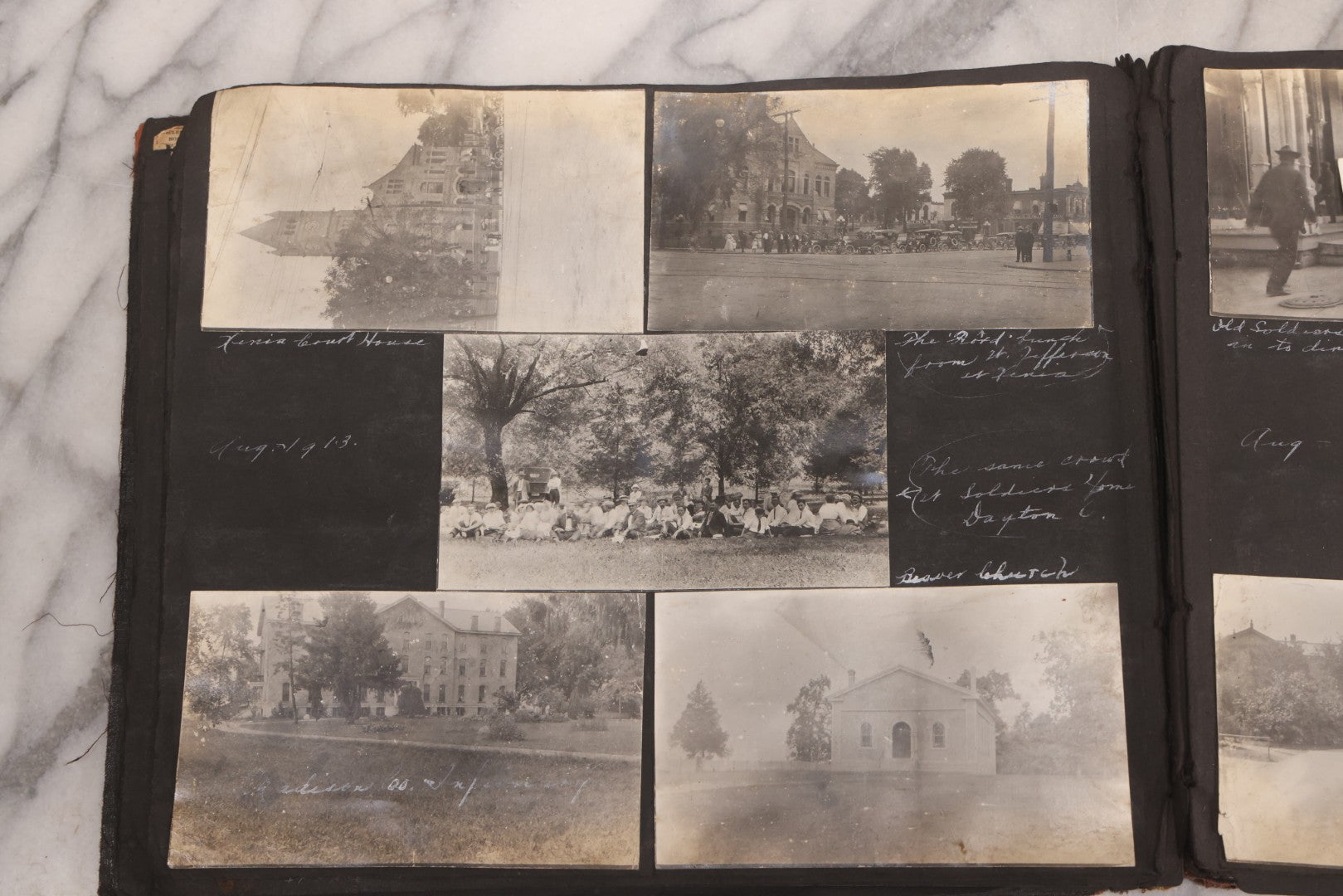 Lot 006 - Important Antique Snapshot Photo Album With 500+ Photographs Depicting American Life Leading Up To World War I, Ohio State University 1913, Great Flood Of 1913, Camp Taliaferro Flight Training, And European Service 1918