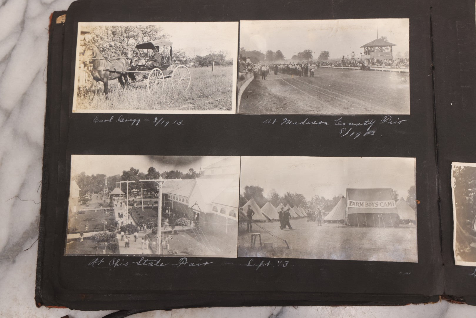 Lot 006 - Important Antique Snapshot Photo Album With 500+ Photographs Depicting American Life Leading Up To World War I, Ohio State University 1913, Great Flood Of 1913, Camp Taliaferro Flight Training, And European Service 1918