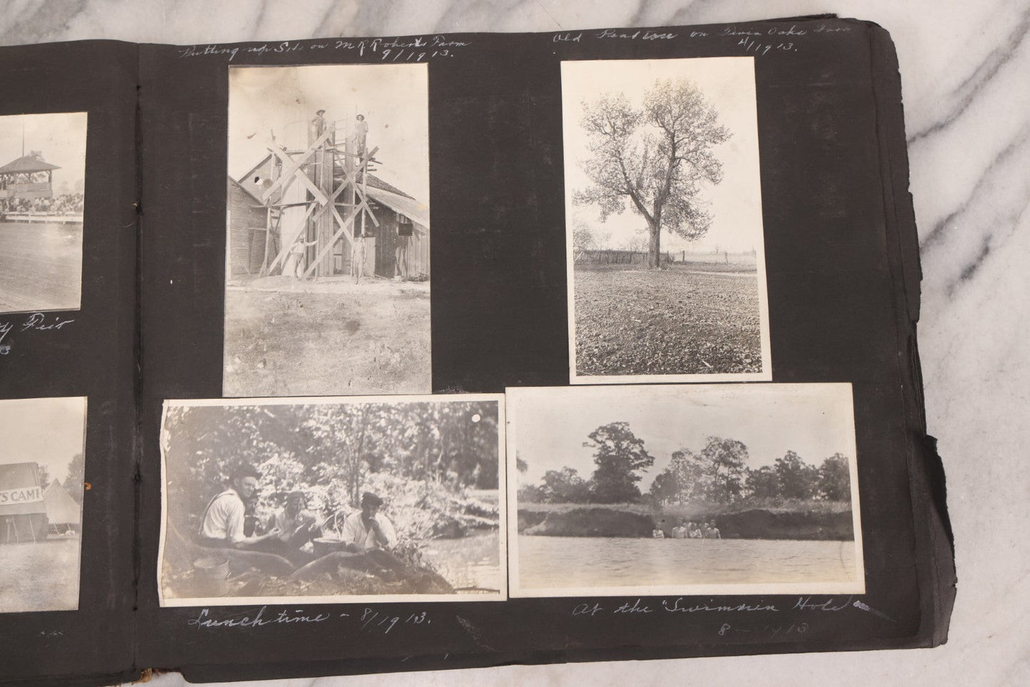 Lot 006 - Important Antique Snapshot Photo Album With 500+ Photographs Depicting American Life Leading Up To World War I, Ohio State University 1913, Great Flood Of 1913, Camp Taliaferro Flight Training, And European Service 1918