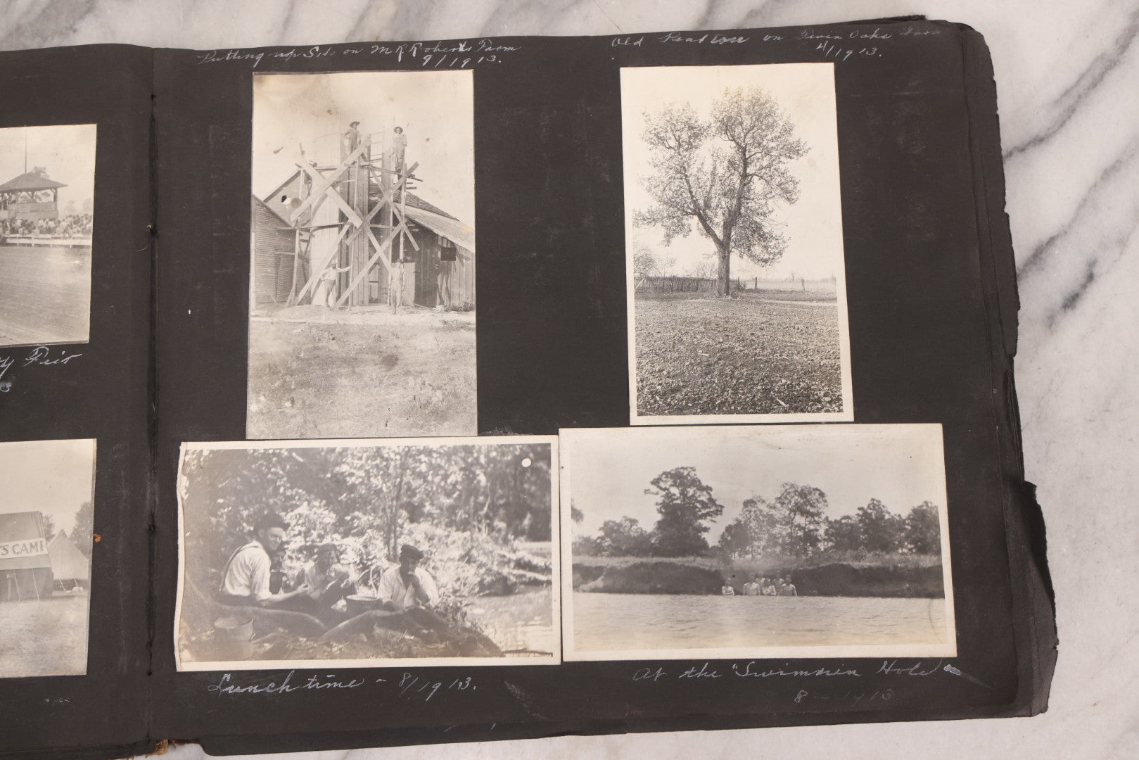 Lot 006 - Important Antique Snapshot Photo Album With 500+ Photographs Depicting American Life Leading Up To World War I, Ohio State University 1913, Great Flood Of 1913, Camp Taliaferro Flight Training, And European Service 1918
