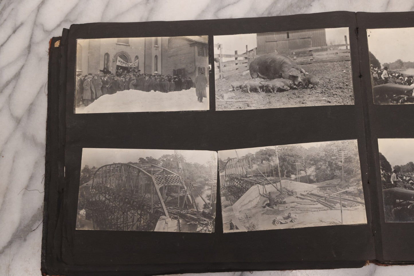 Lot 006 - Important Antique Snapshot Photo Album With 500+ Photographs Depicting American Life Leading Up To World War I, Ohio State University 1913, Great Flood Of 1913, Camp Taliaferro Flight Training, And European Service 1918