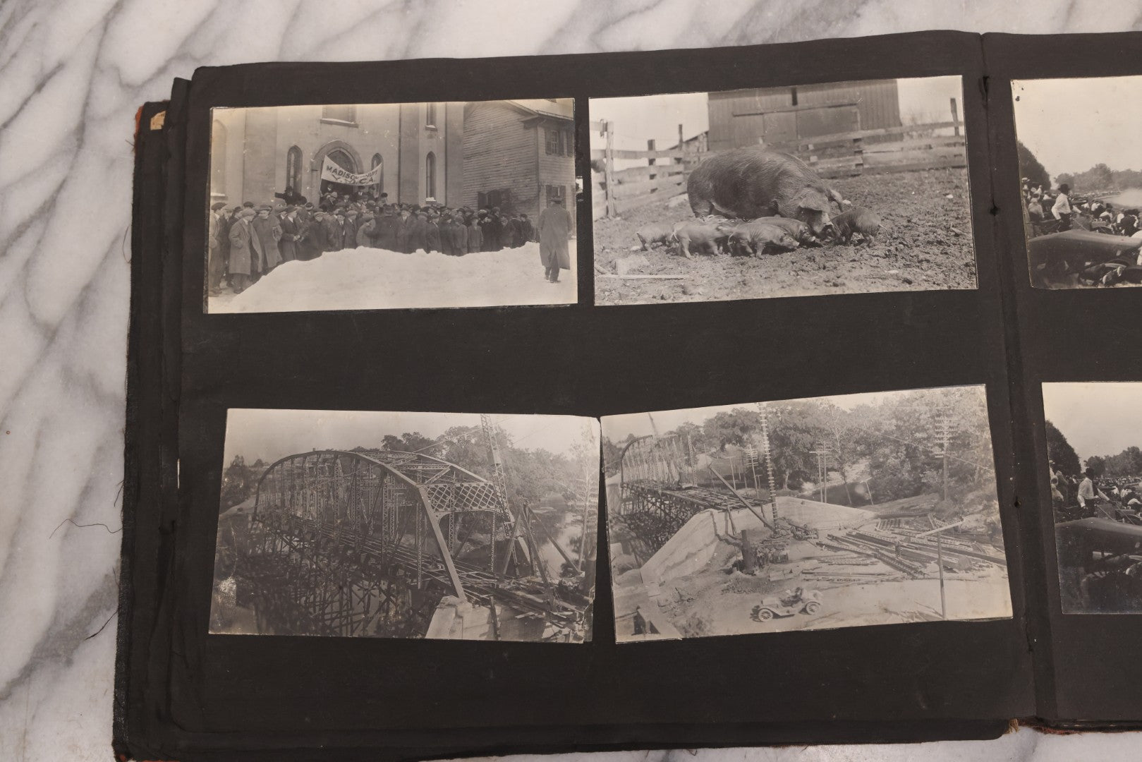 Lot 006 - Important Antique Snapshot Photo Album With 500+ Photographs Depicting American Life Leading Up To World War I, Ohio State University 1913, Great Flood Of 1913, Camp Taliaferro Flight Training, And European Service 1918