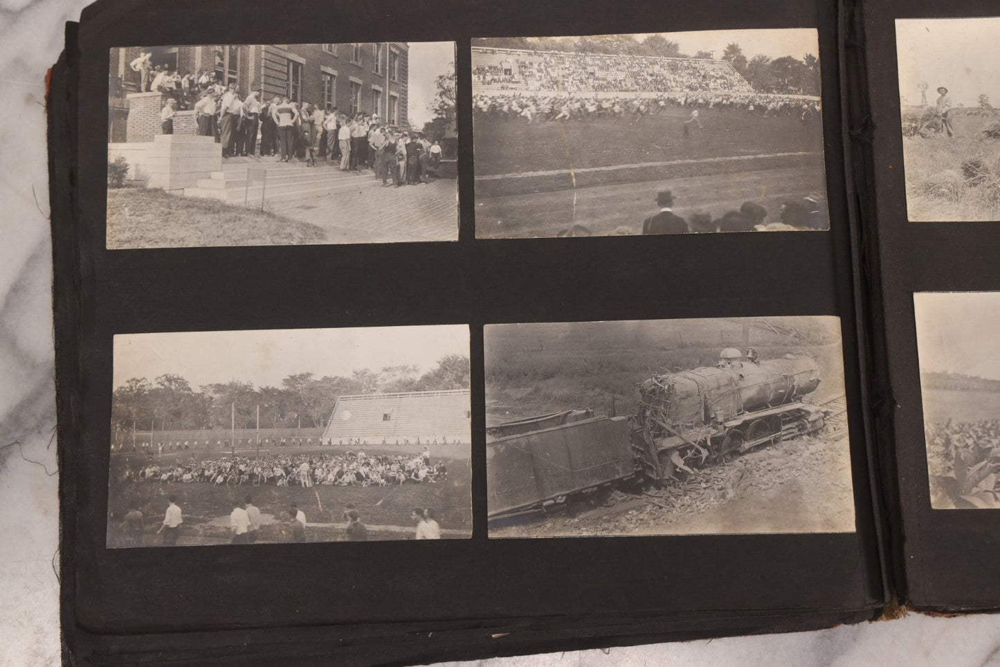 Lot 006 - Important Antique Snapshot Photo Album With 500+ Photographs Depicting American Life Leading Up To World War I, Ohio State University 1913, Great Flood Of 1913, Camp Taliaferro Flight Training, And European Service 1918