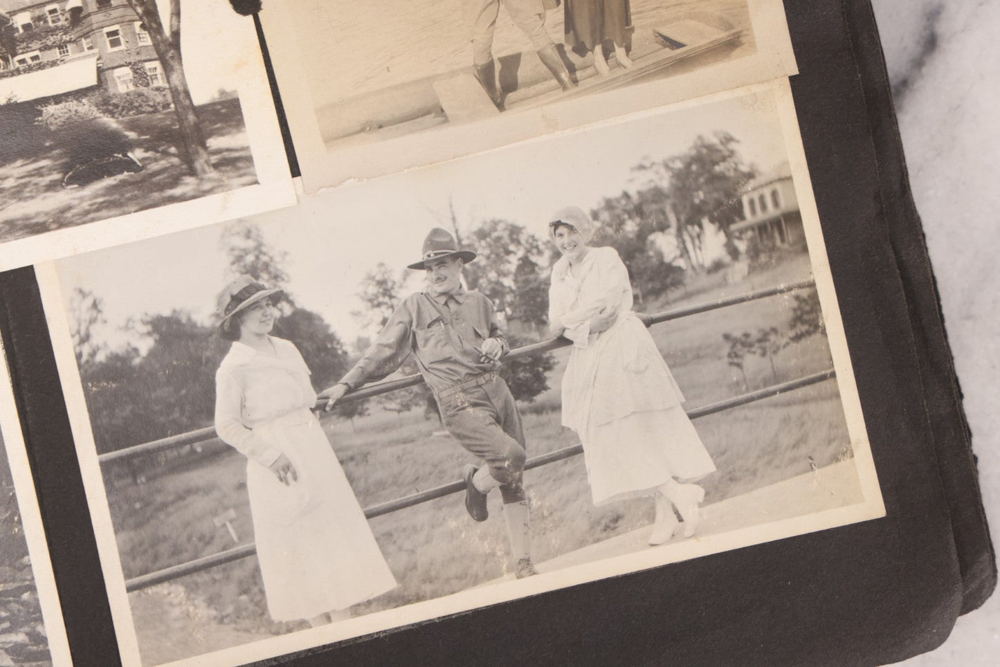 Lot 006 - Important Antique Snapshot Photo Album With 500+ Photographs Depicting American Life Leading Up To World War I, Ohio State University 1913, Great Flood Of 1913, Camp Taliaferro Flight Training, And European Service 1918