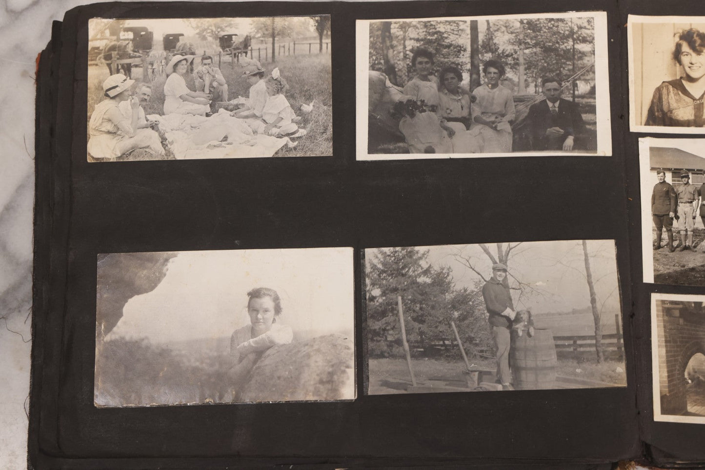 Lot 006 - Important Antique Snapshot Photo Album With 500+ Photographs Depicting American Life Leading Up To World War I, Ohio State University 1913, Great Flood Of 1913, Camp Taliaferro Flight Training, And European Service 1918