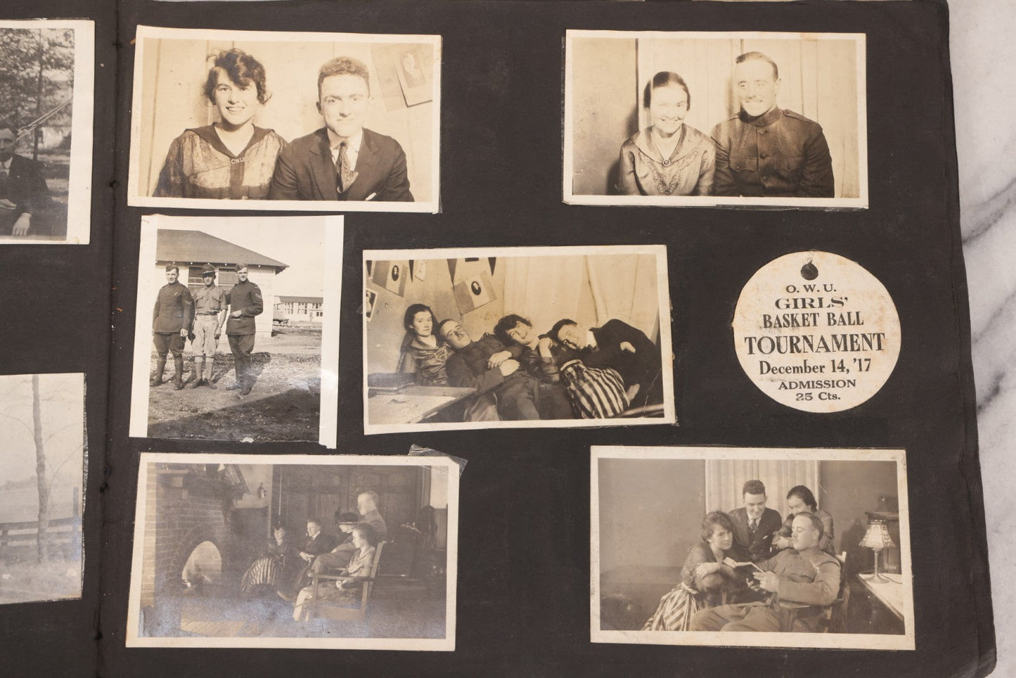 Lot 006 - Important Antique Snapshot Photo Album With 500+ Photographs Depicting American Life Leading Up To World War I, Ohio State University 1913, Great Flood Of 1913, Camp Taliaferro Flight Training, And European Service 1918