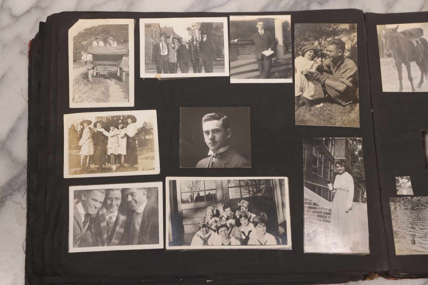 Lot 006 - Important Antique Snapshot Photo Album With 500+ Photographs Depicting American Life Leading Up To World War I, Ohio State University 1913, Great Flood Of 1913, Camp Taliaferro Flight Training, And European Service 1918