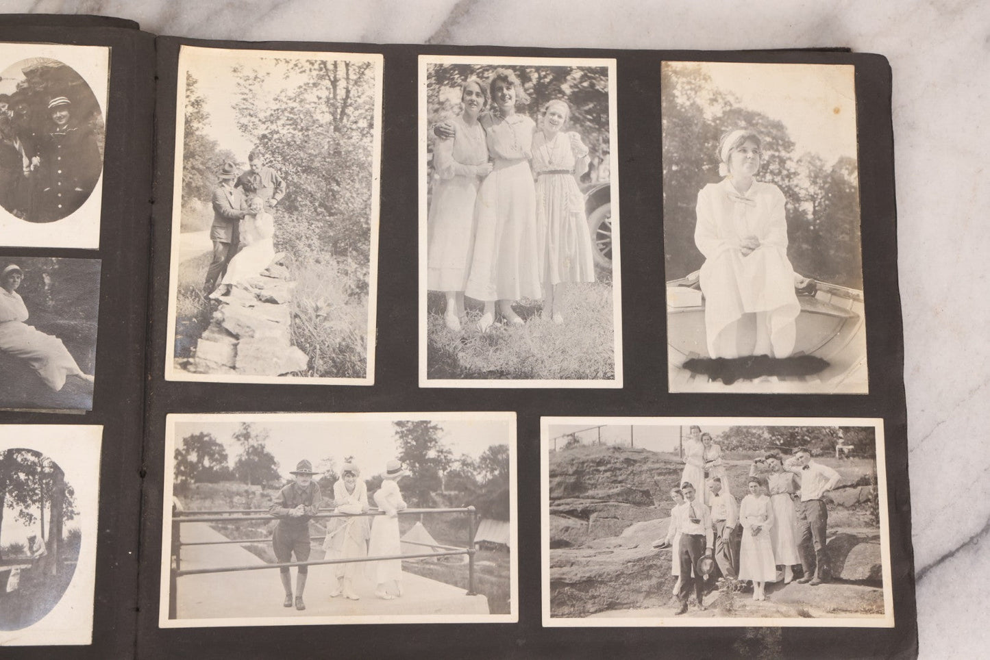 Lot 006 - Important Antique Snapshot Photo Album With 500+ Photographs Depicting American Life Leading Up To World War I, Ohio State University 1913, Great Flood Of 1913, Camp Taliaferro Flight Training, And European Service 1918