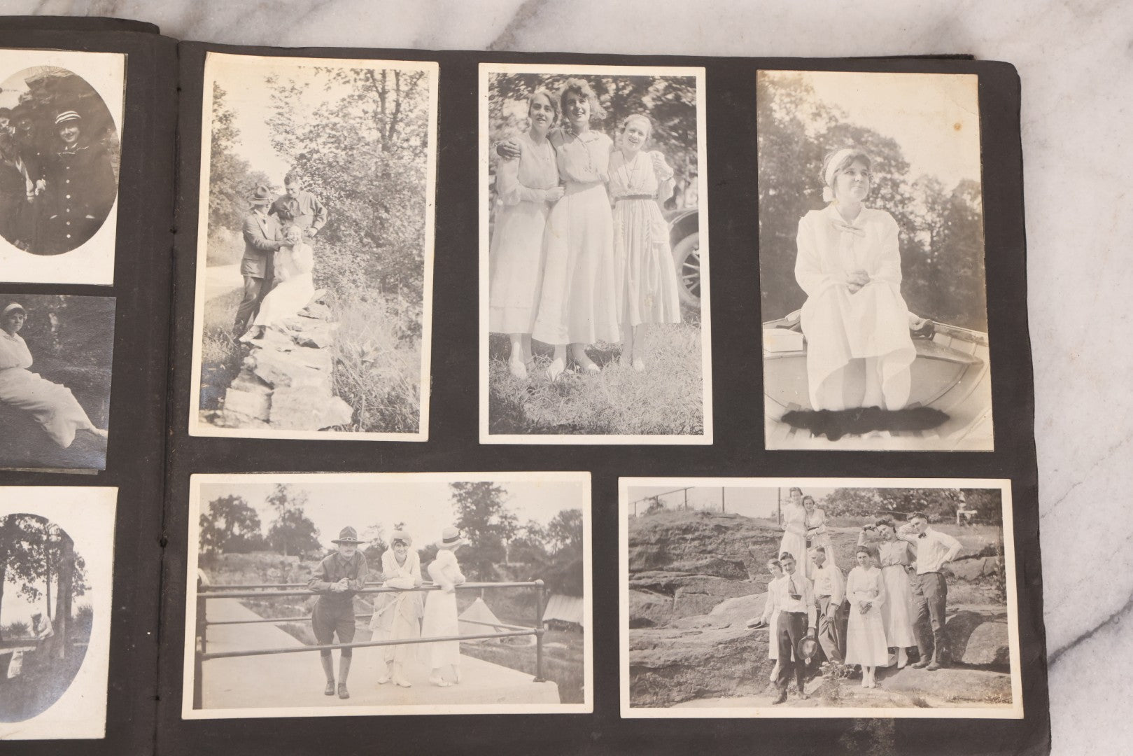 Lot 006 - Important Antique Snapshot Photo Album With 500+ Photographs Depicting American Life Leading Up To World War I, Ohio State University 1913, Great Flood Of 1913, Camp Taliaferro Flight Training, And European Service 1918
