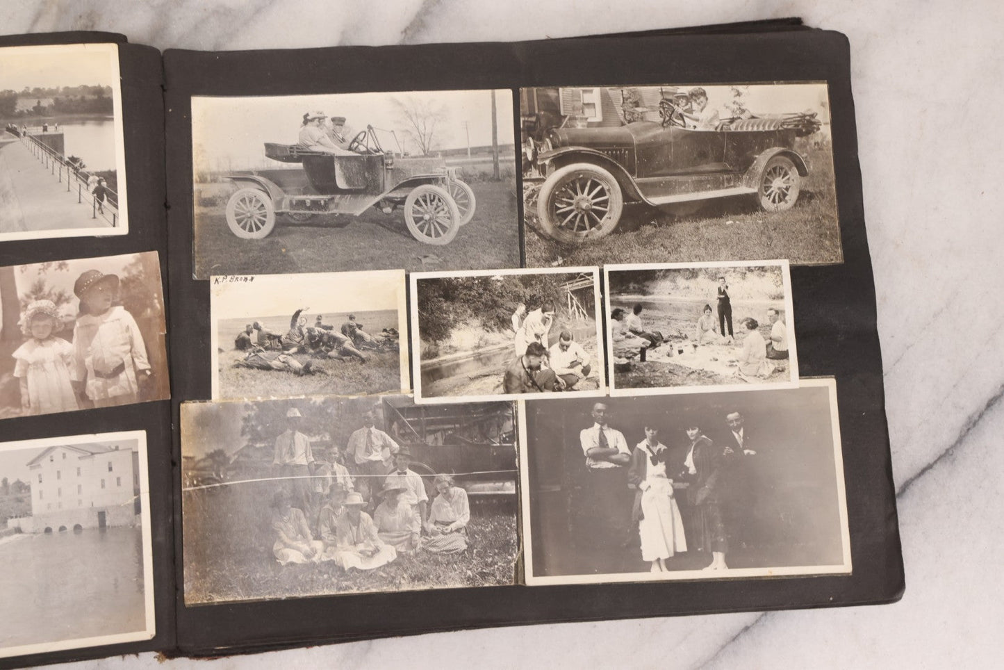 Lot 006 - Important Antique Snapshot Photo Album With 500+ Photographs Depicting American Life Leading Up To World War I, Ohio State University 1913, Great Flood Of 1913, Camp Taliaferro Flight Training, And European Service 1918