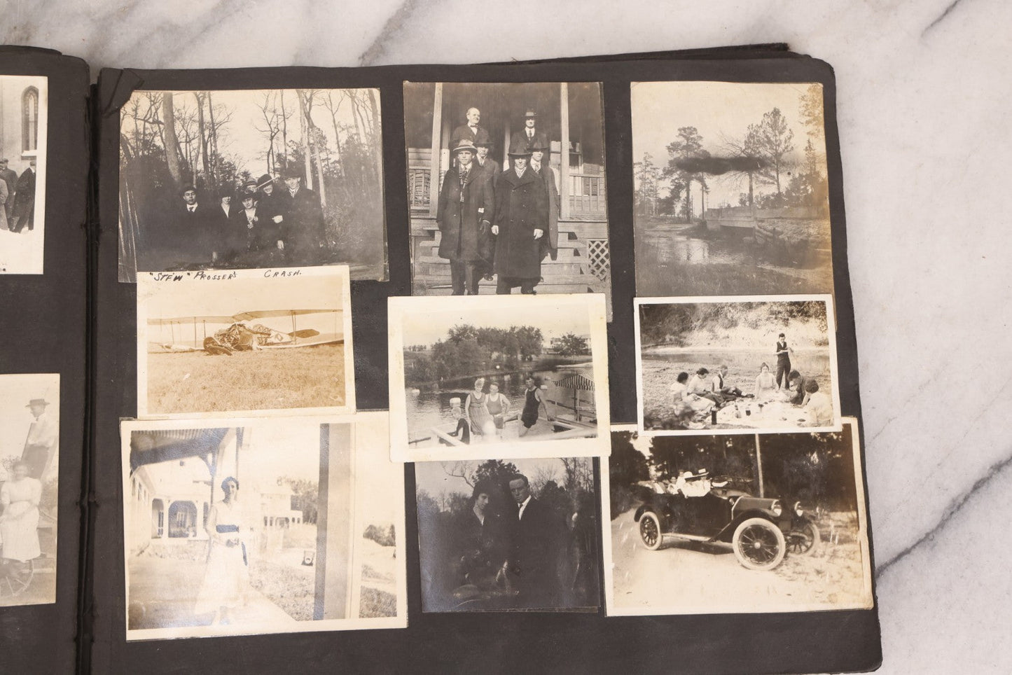 Lot 006 - Important Antique Snapshot Photo Album With 500+ Photographs Depicting American Life Leading Up To World War I, Ohio State University 1913, Great Flood Of 1913, Camp Taliaferro Flight Training, And European Service 1918