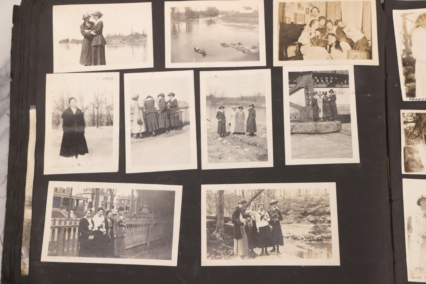 Lot 006 - Important Antique Snapshot Photo Album With 500+ Photographs Depicting American Life Leading Up To World War I, Ohio State University 1913, Great Flood Of 1913, Camp Taliaferro Flight Training, And European Service 1918