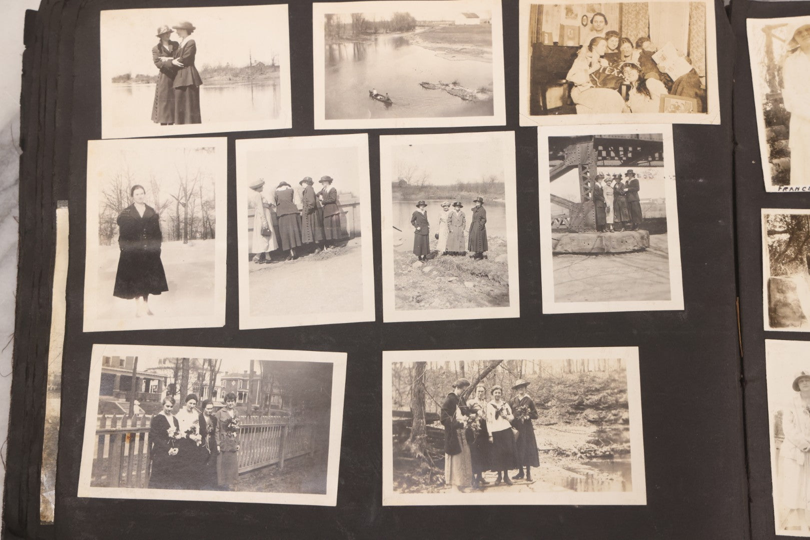 Lot 006 - Important Antique Snapshot Photo Album With 500+ Photographs Depicting American Life Leading Up To World War I, Ohio State University 1913, Great Flood Of 1913, Camp Taliaferro Flight Training, And European Service 1918