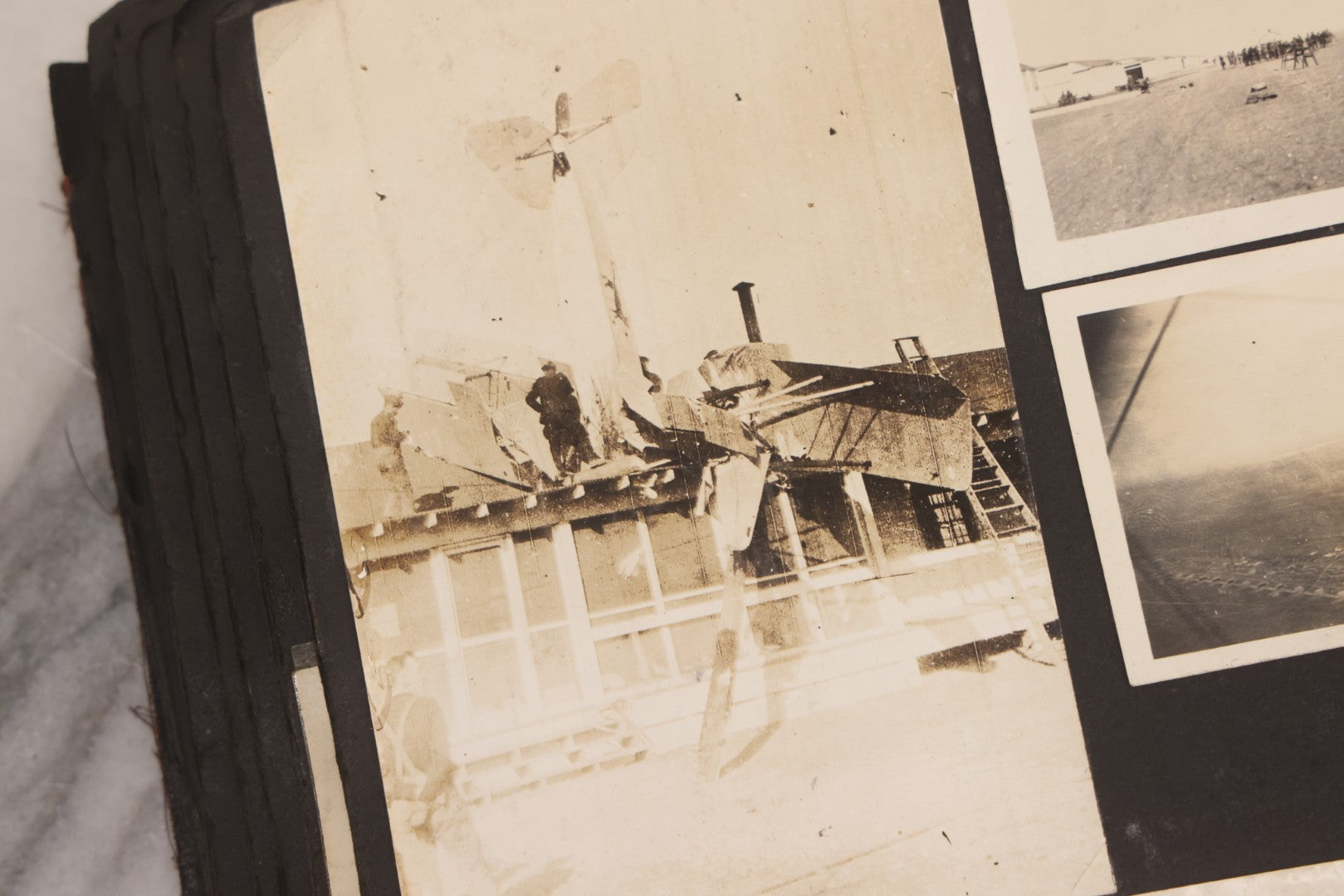 Lot 006 - Important Antique Snapshot Photo Album With 500+ Photographs Depicting American Life Leading Up To World War I, Ohio State University 1913, Great Flood Of 1913, Camp Taliaferro Flight Training, And European Service 1918