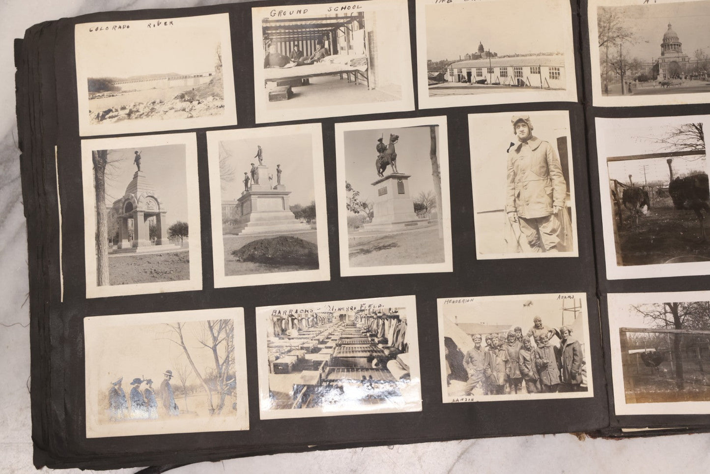 Lot 006 - Important Antique Snapshot Photo Album With 500+ Photographs Depicting American Life Leading Up To World War I, Ohio State University 1913, Great Flood Of 1913, Camp Taliaferro Flight Training, And European Service 1918