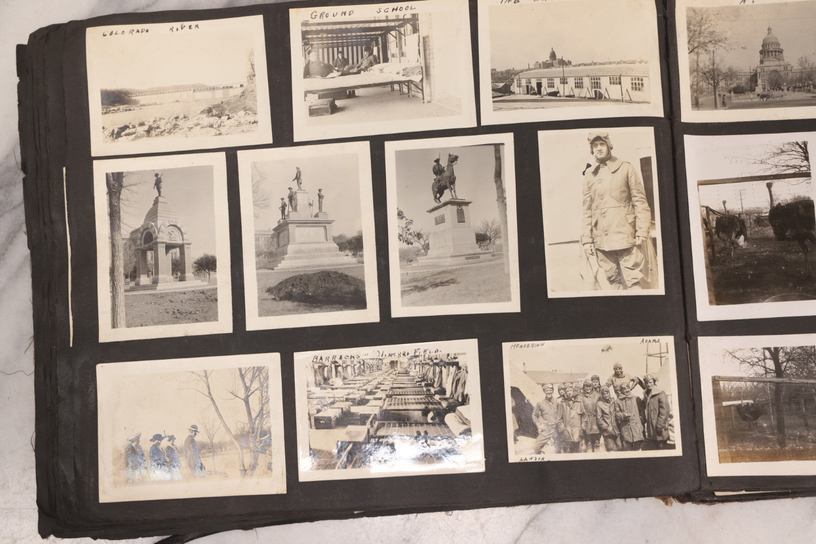 Lot 006 - Important Antique Snapshot Photo Album With 500+ Photographs Depicting American Life Leading Up To World War I, Ohio State University 1913, Great Flood Of 1913, Camp Taliaferro Flight Training, And European Service 1918