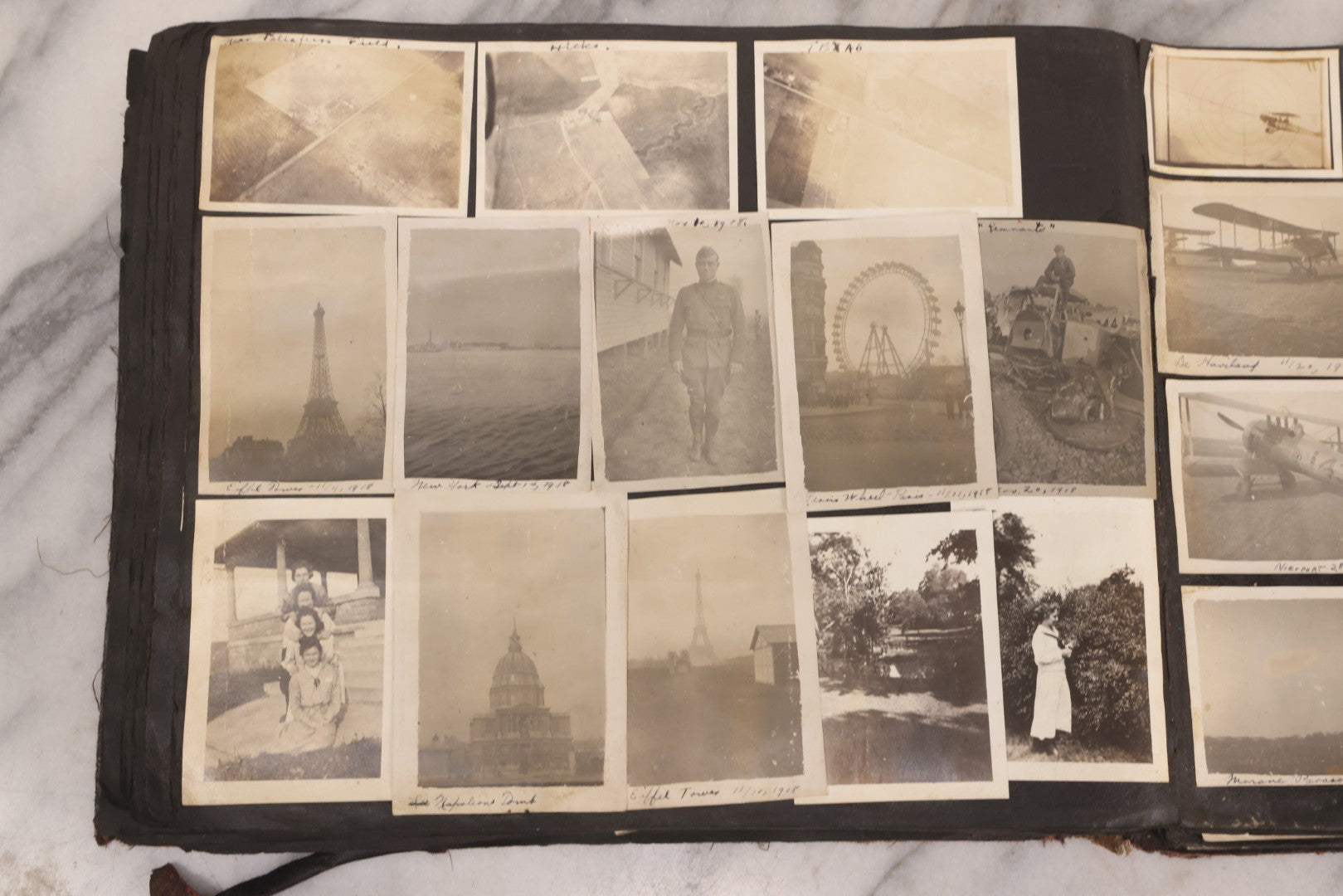Lot 006 - Important Antique Snapshot Photo Album With 500+ Photographs Depicting American Life Leading Up To World War I, Ohio State University 1913, Great Flood Of 1913, Camp Taliaferro Flight Training, And European Service 1918