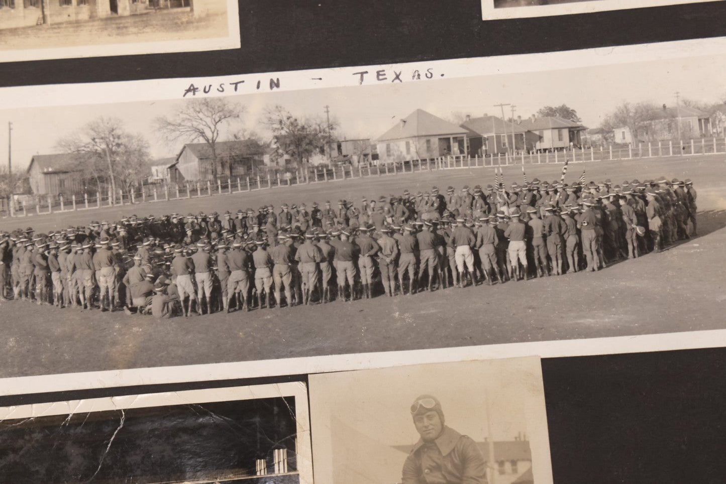 Lot 006 - Important Antique Snapshot Photo Album With 500+ Photographs Depicting American Life Leading Up To World War I, Ohio State University 1913, Great Flood Of 1913, Camp Taliaferro Flight Training, And European Service 1918
