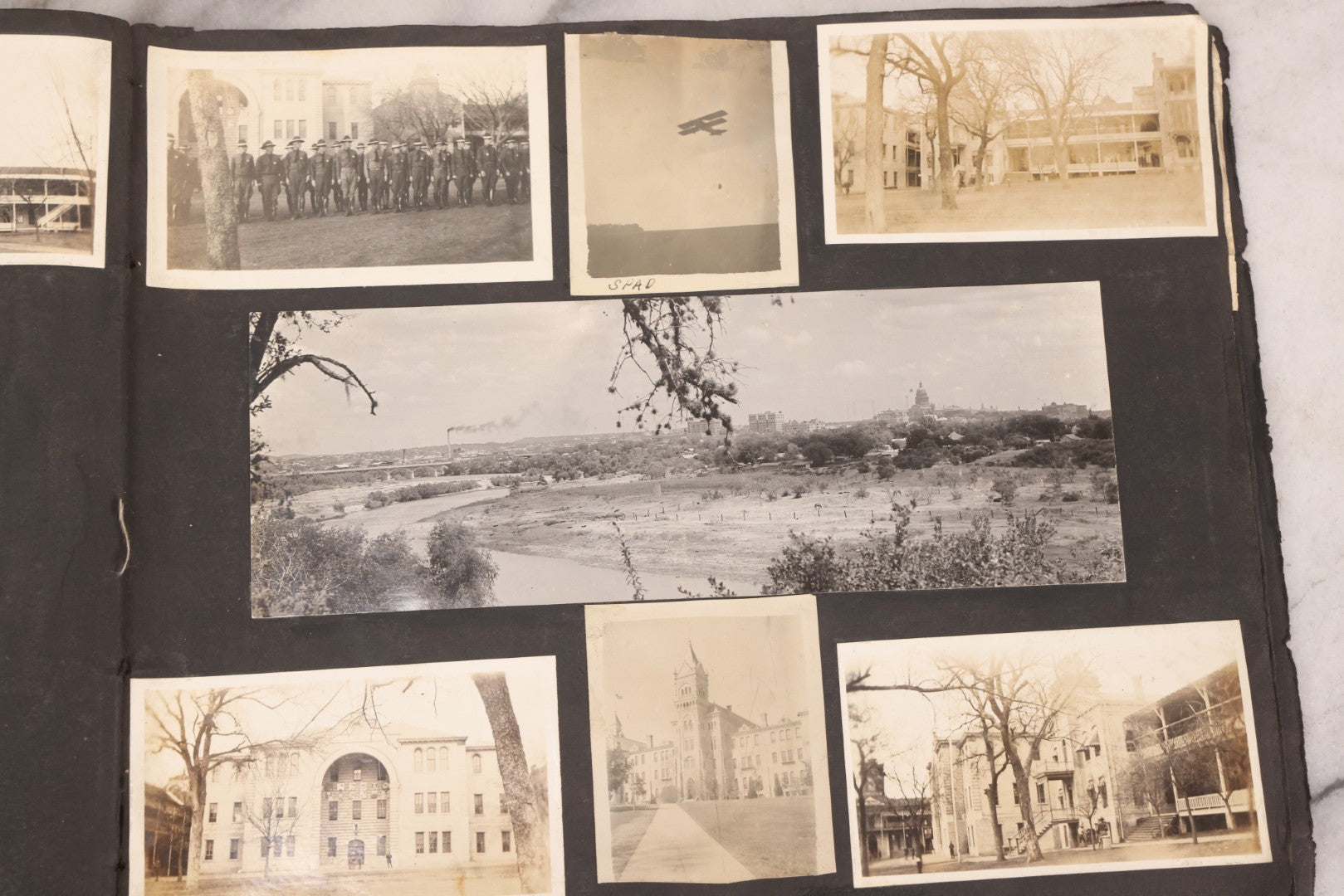 Lot 006 - Important Antique Snapshot Photo Album With 500+ Photographs Depicting American Life Leading Up To World War I, Ohio State University 1913, Great Flood Of 1913, Camp Taliaferro Flight Training, And European Service 1918