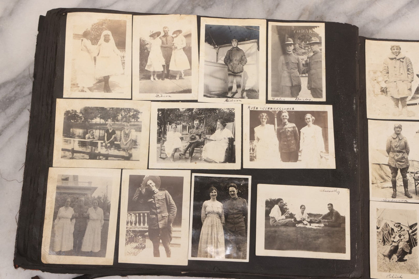 Lot 006 - Important Antique Snapshot Photo Album With 500+ Photographs Depicting American Life Leading Up To World War I, Ohio State University 1913, Great Flood Of 1913, Camp Taliaferro Flight Training, And European Service 1918