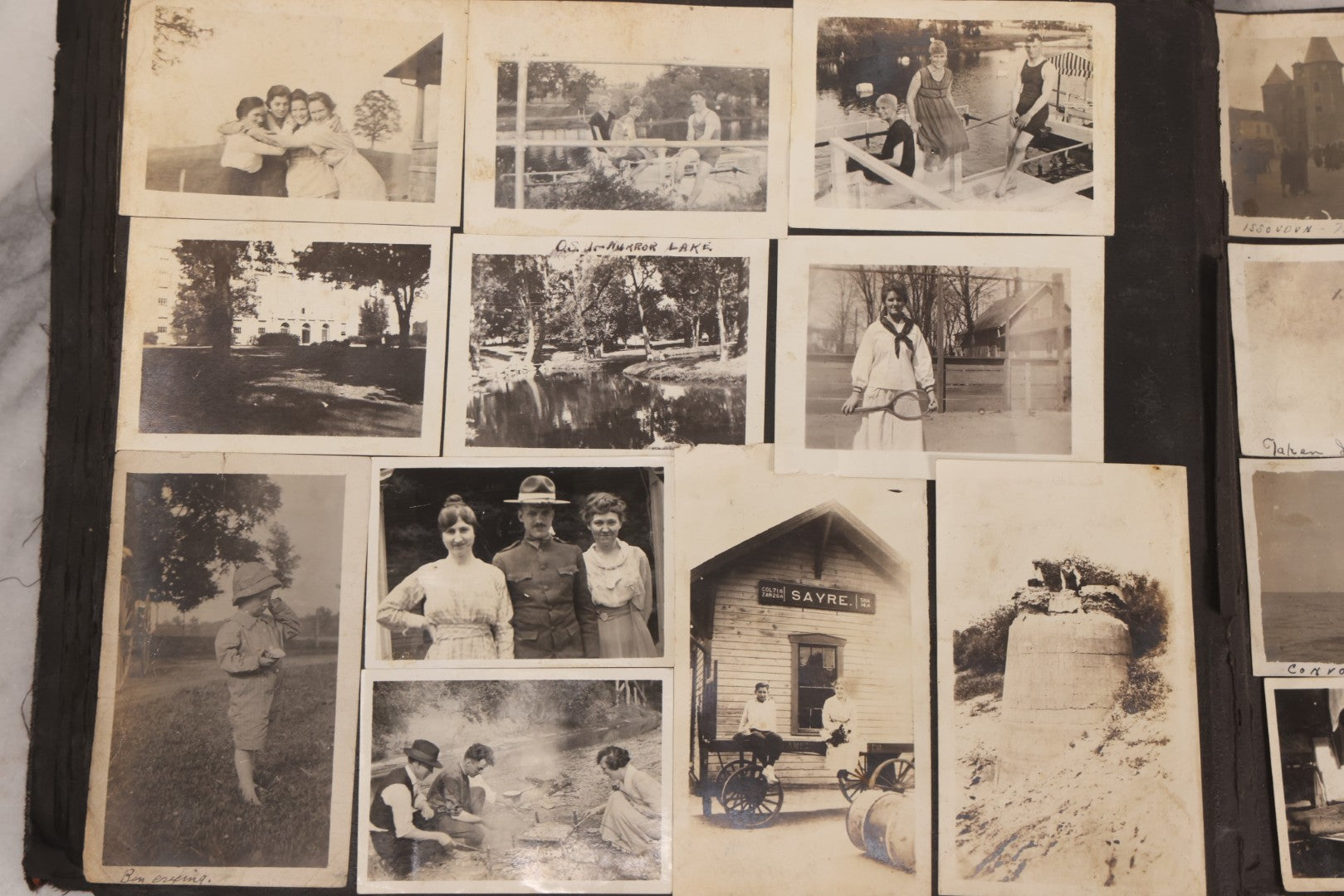 Lot 006 - Important Antique Snapshot Photo Album With 500+ Photographs Depicting American Life Leading Up To World War I, Ohio State University 1913, Great Flood Of 1913, Camp Taliaferro Flight Training, And European Service 1918