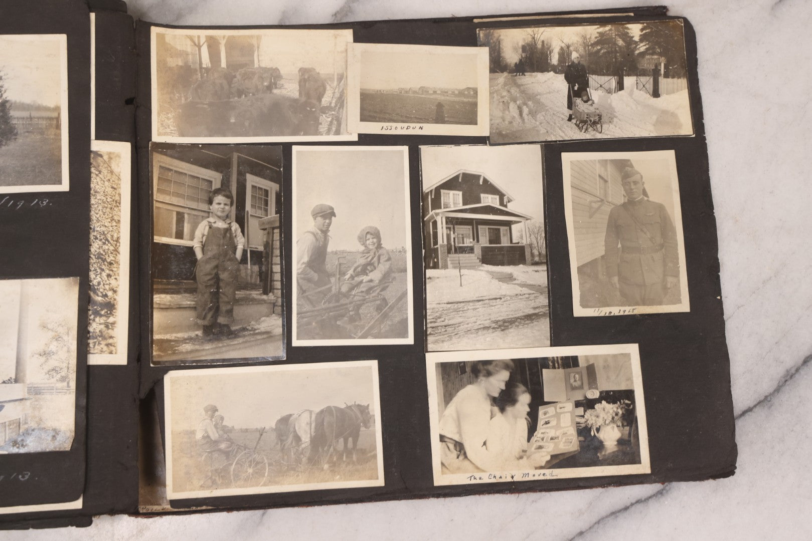 Lot 006 - Important Antique Snapshot Photo Album With 500+ Photographs Depicting American Life Leading Up To World War I, Ohio State University 1913, Great Flood Of 1913, Camp Taliaferro Flight Training, And European Service 1918