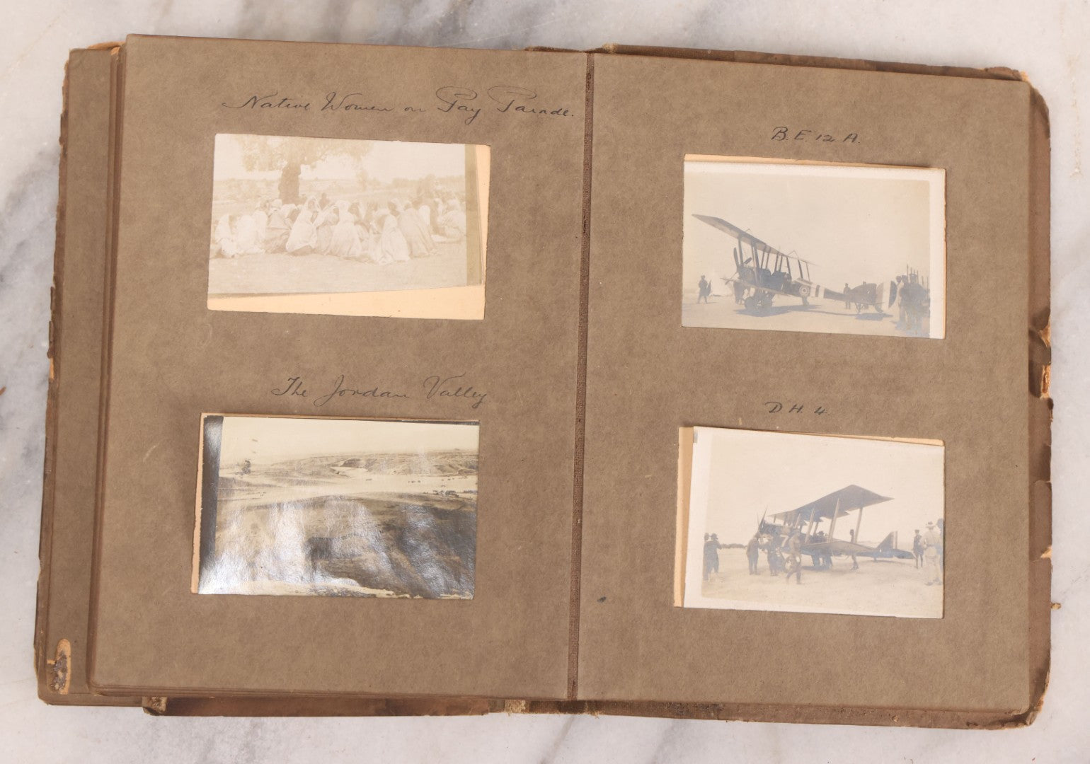 Lot 007 - Antique Early Twentieth Century Photo Album Depicting Middle East And Holy Land Military Scenes, Likely World War I Sinai And Palestine Campaign, Including Gaza, Lebanon, Jordan Valley, Suez Canal, British Destroyers, And Prisoners
