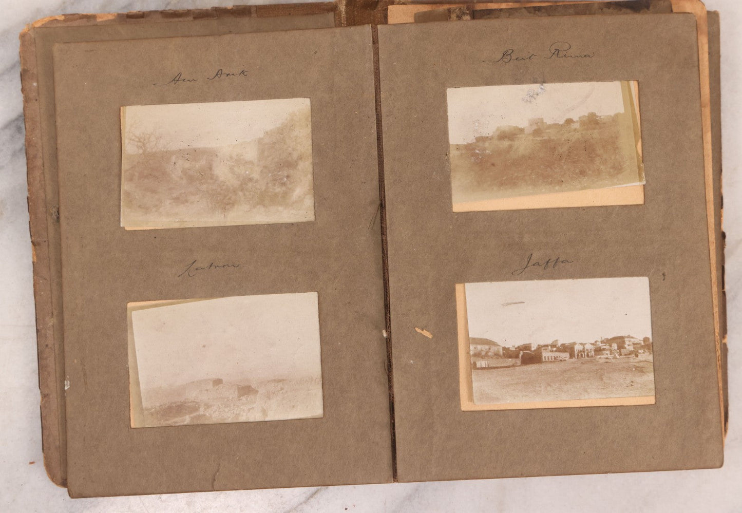 Lot 007 - Antique Early Twentieth Century Photo Album Depicting Middle East And Holy Land Military Scenes, Likely World War I Sinai And Palestine Campaign, Including Gaza, Lebanon, Jordan Valley, Suez Canal, British Destroyers, And Prisoners