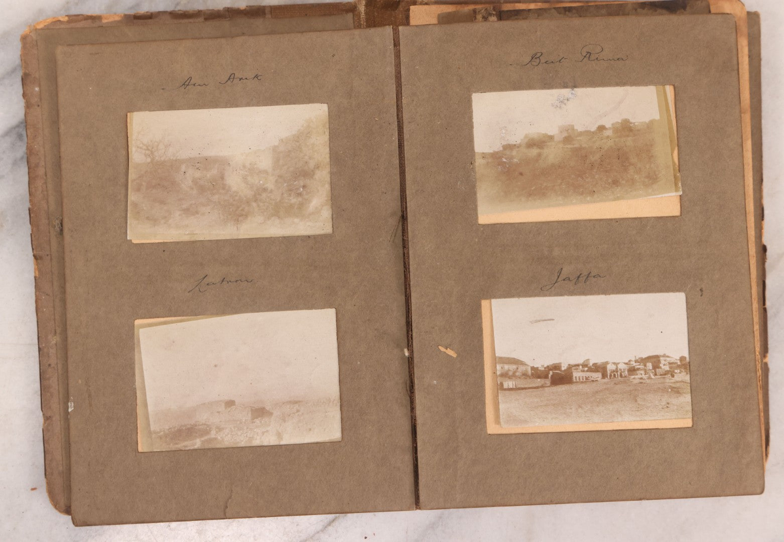 Lot 007 - Antique Early Twentieth Century Photo Album Depicting Middle East And Holy Land Military Scenes, Likely World War I Sinai And Palestine Campaign, Including Gaza, Lebanon, Jordan Valley, Suez Canal, British Destroyers, And Prisoners