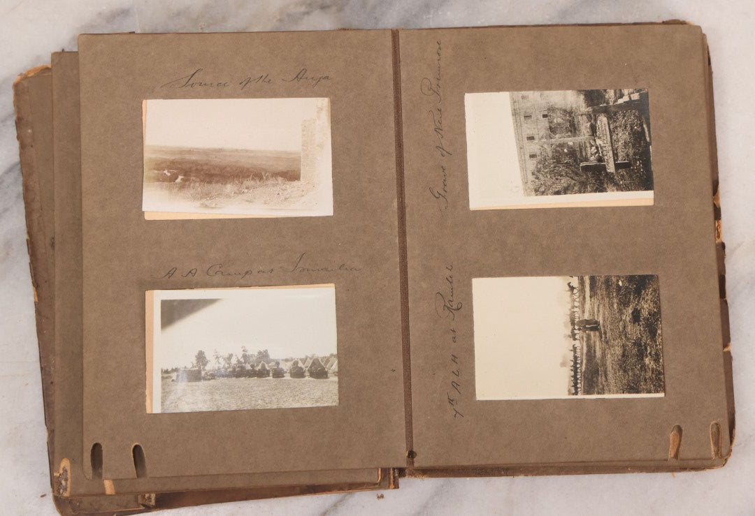 Lot 007 - Antique Early Twentieth Century Photo Album Depicting Middle East And Holy Land Military Scenes, Likely World War I Sinai And Palestine Campaign, Including Gaza, Lebanon, Jordan Valley, Suez Canal, British Destroyers, And Prisoners