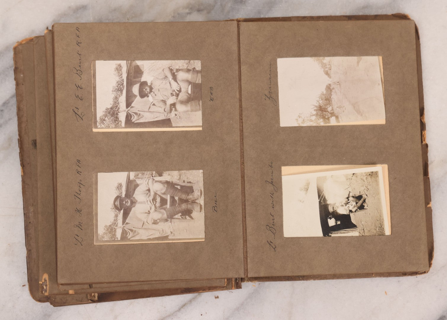 Lot 007 - Antique Early Twentieth Century Photo Album Depicting Middle East And Holy Land Military Scenes, Likely World War I Sinai And Palestine Campaign, Including Gaza, Lebanon, Jordan Valley, Suez Canal, British Destroyers, And Prisoners