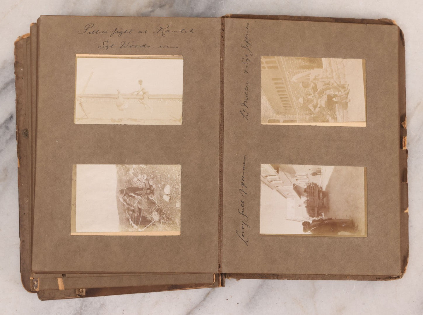 Lot 007 - Antique Early Twentieth Century Photo Album Depicting Middle East And Holy Land Military Scenes, Likely World War I Sinai And Palestine Campaign, Including Gaza, Lebanon, Jordan Valley, Suez Canal, British Destroyers, And Prisoners