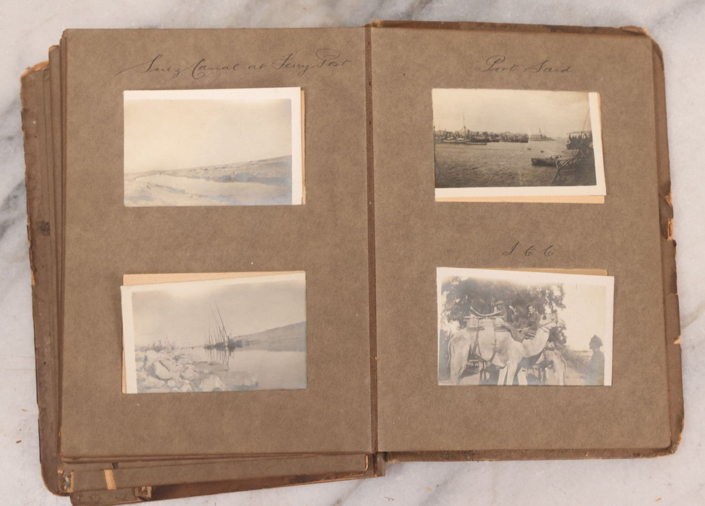 Lot 007 - Antique Early Twentieth Century Photo Album Depicting Middle East And Holy Land Military Scenes, Likely World War I Sinai And Palestine Campaign, Including Gaza, Lebanon, Jordan Valley, Suez Canal, British Destroyers, And Prisoners