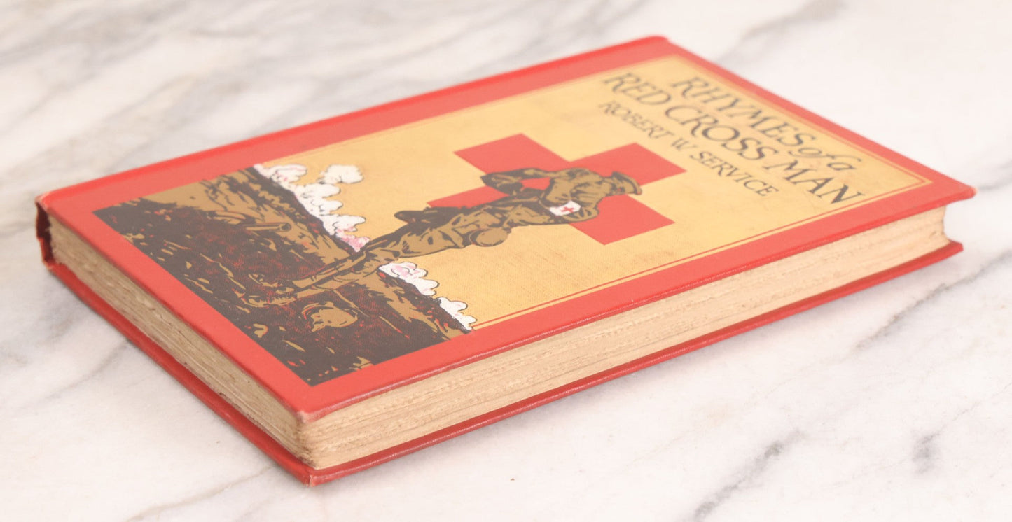 Lot 008 - "Rhymes Of A Red Cross Man" Antique World War I Poetry Book By Robert W. Service, Illustrated By Charles L. Wrenn, Published By Barse & Hopkins, New York, Circa 1919