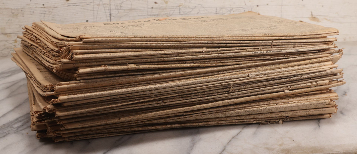 Lot 009 - Grouping Of Approximately 60 Antique New York Times Newspapers From 1914-1915 With Front Page World War I Headlines