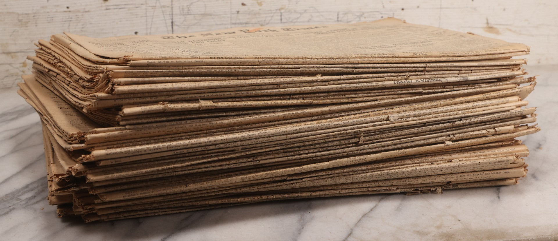 Lot 009 - Grouping Of Approximately 60 Antique New York Times Newspapers From 1914-1915 With Front Page World War I Headlines