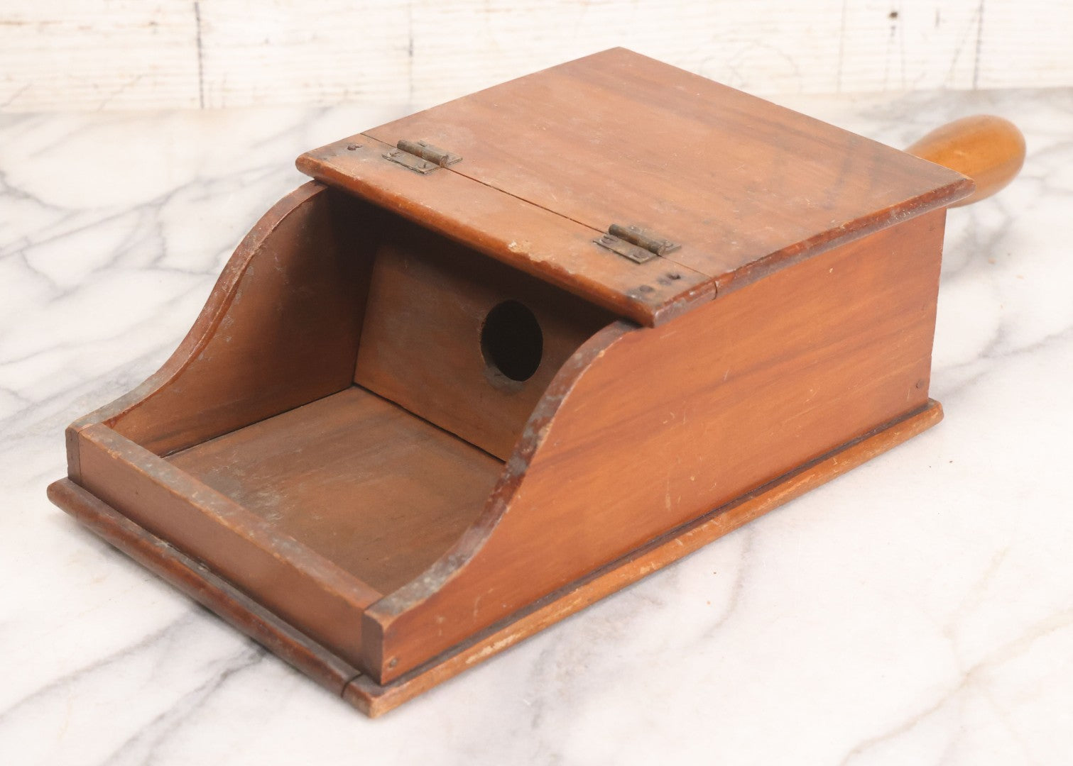 Lot 011 - Vintage Wooden Fraternal Ballot Box With Hinged Lid And Metal Clasps, 14-3/4" L