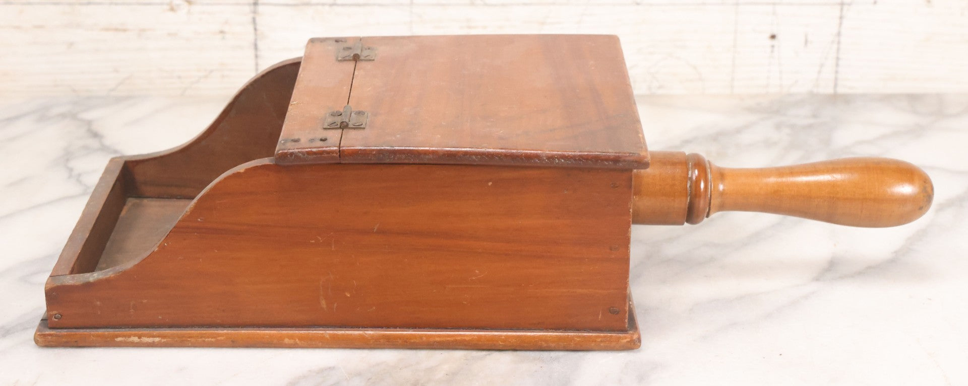 Lot 011 - Vintage Wooden Fraternal Ballot Box With Hinged Lid And Metal Clasps, 14-3/4" L