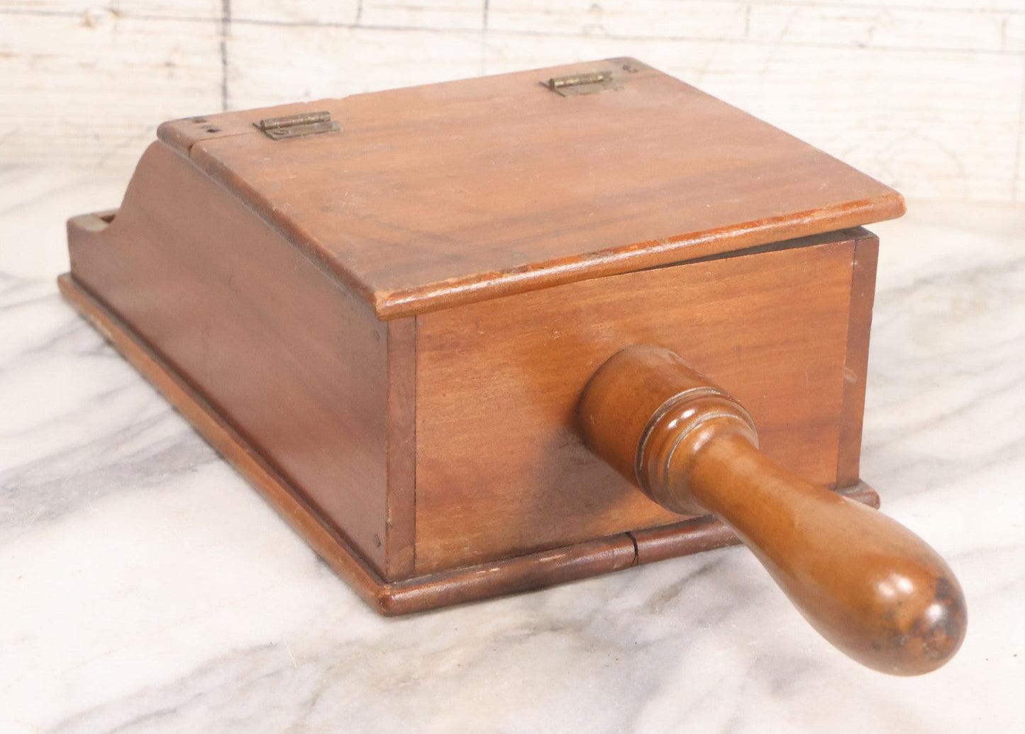 Lot 011 - Vintage Wooden Fraternal Ballot Box With Hinged Lid And Metal Clasps, 14-3/4" L
