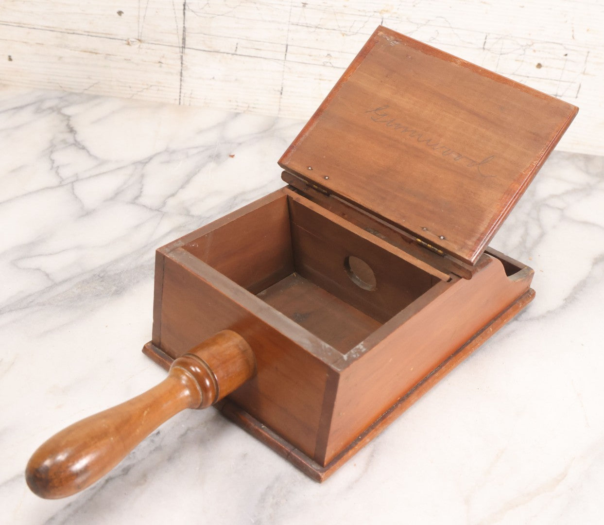 Lot 011 - Vintage Wooden Fraternal Ballot Box With Hinged Lid And Metal Clasps, 14-3/4" L