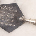 Lot 014 - Antique Miniature Masonic Commemorative Trowel With Metal Blade And Black Lacquered Wooden Handle, "J.C. Elmer Raised By Centennial Lodge No. 118 A.F & A.M. March 28, 1923," 4-1/2" W