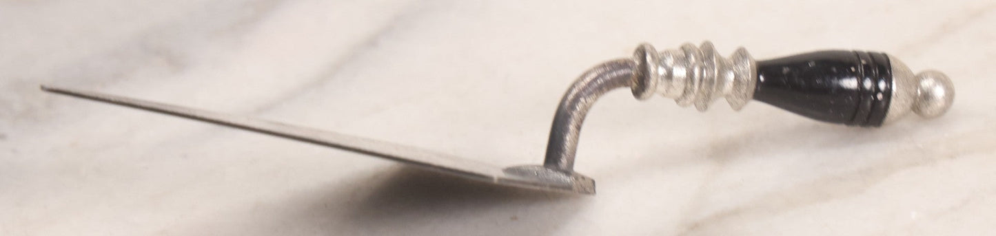 Lot 014 - Antique Miniature Masonic Commemorative Trowel With Metal Blade And Black Lacquered Wooden Handle, "J.C. Elmer Raised By Centennial Lodge No. 118 A.F & A.M. March 28, 1923," 4-1/2" W