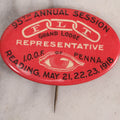 Lot 015 - Antique Red Pinback Button, Representative, 95th Annual Session Odd Fellows Grand Lodge, I.O.O.F. Of Pennsylvania, Reading, 1918 With F.L.T., Three Links, And All Seeing Eye Motifs, Manufactured By Keystone Badge Co., Reading, Pennsylvania