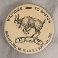 Lot 016 - Antique Odd Fellows Celluloid Tag "Welcome To Boston, Middlesex Lodge, No. 17, I.O.O.F. Sept. 19-24, 1898" And "Souvenir Sovereign Grand Lodge" With Goat And F.L.T. Three Links Motifs, Manufactured By Whitehead & Hoag Co., Newark, New Jersey