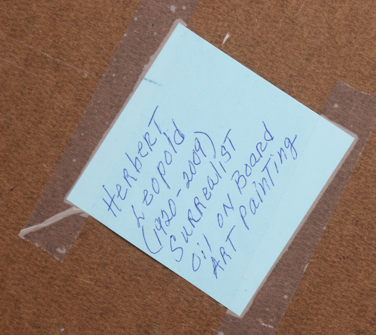 Lot 019 - Contemporary Surrealist Oil On Board Painting With Clown-Like Singing Characters And Nude Figures, Signed By Herbert Leopold (1920-2009), Dated 2001, 17" x 38"