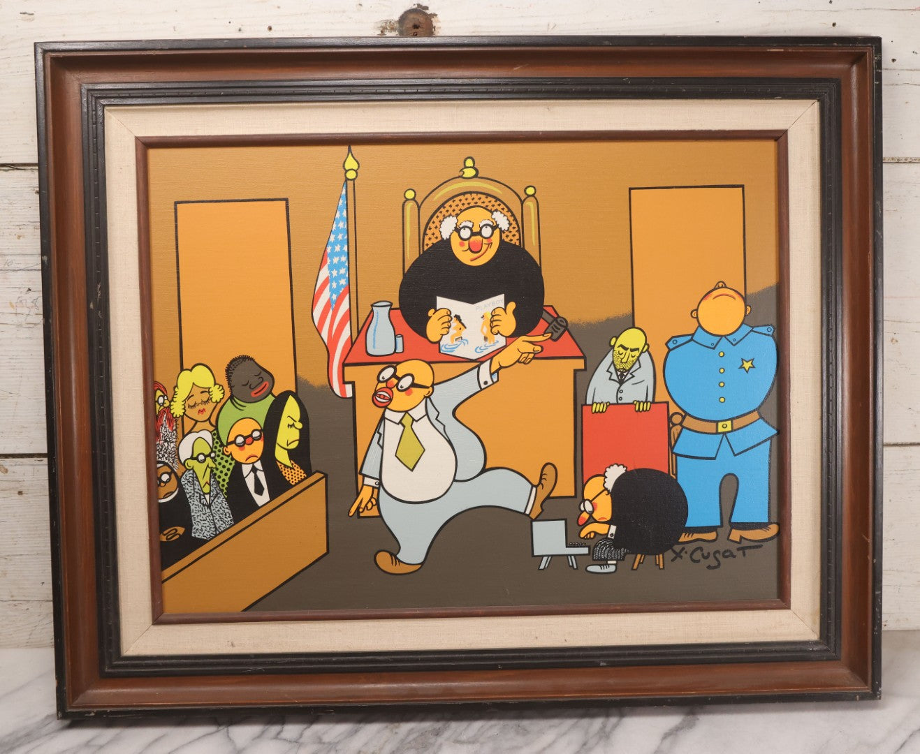 Lot 020 - Vintage Serigraph Print Titled "Here Comes The Judge" By Xavier Cugat (Spanish-American, 1898-1990), Framed, 31-1/4" x 25-1/4"