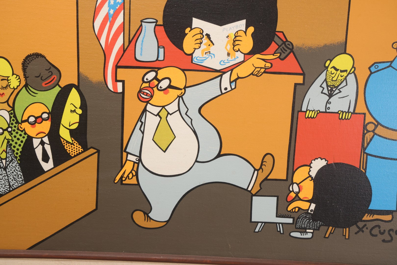 Lot 020 - Vintage Serigraph Print Titled "Here Comes The Judge" By Xavier Cugat (Spanish-American, 1898-1990), Framed, 31-1/4" x 25-1/4"