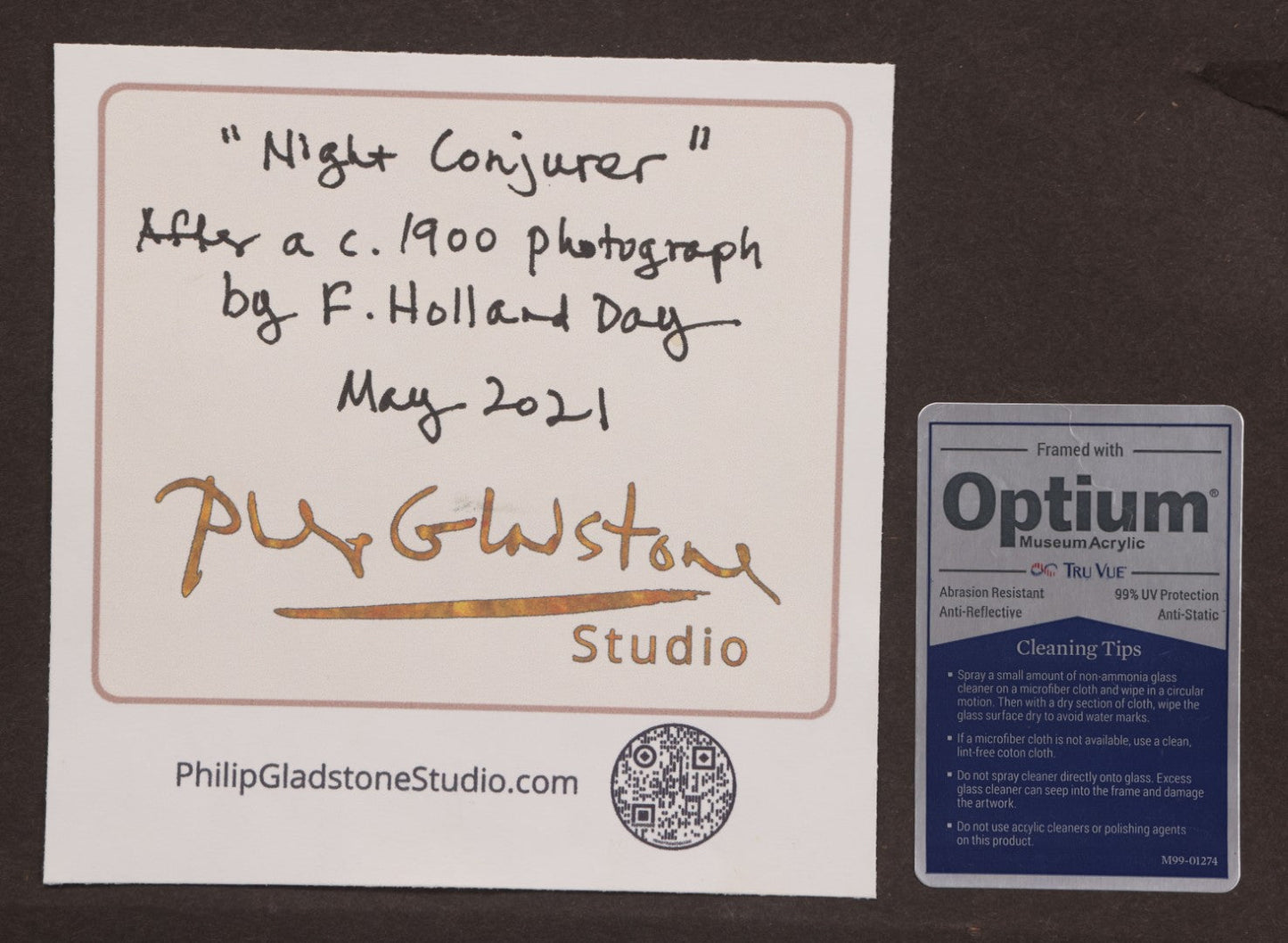 Lot 021 - Modern Mixed-Media Work On Paper Titled "Night Conjurer" By Philip Gladstone After A Circa 1900 Photograph By F. Holland Day, Framed, 13-3/4" x 15-3/4"